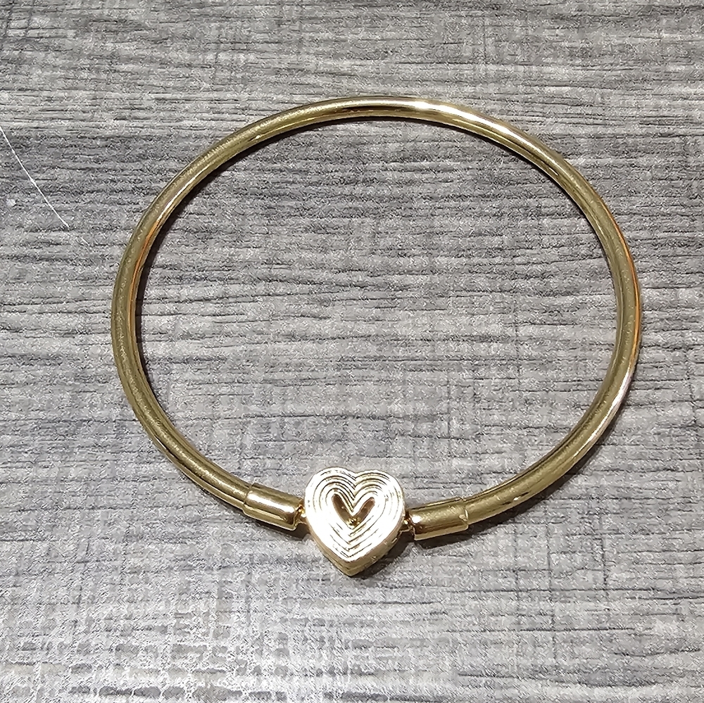 Authentic Pandora Radiating Heart Clasp Bangle14k gold plating - Picture 2 of 3